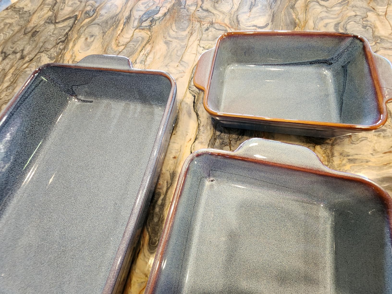 HVH 9x13 Baking Dish Set, Large Casserole Dishes for Oven, Ceramic Bakeware Set of 3, Rectangular Lasagne Pan Deep for Baking (Wabi sabi) customer photo 2