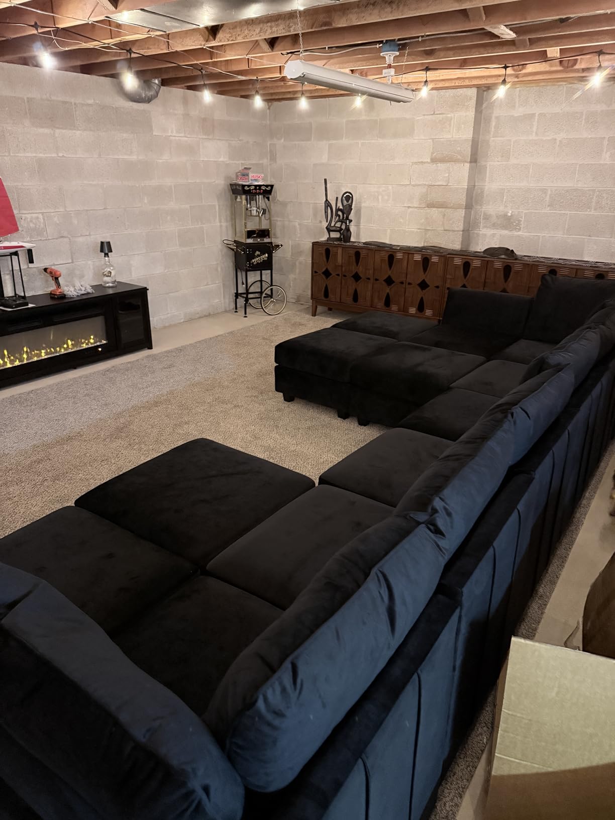 Belffin Oversized Modular Sectional Couch Sleeper Sofa with Storage Velvet Sectional Sofa Bed for Living Room, 12 Seats, Black customer photo 2