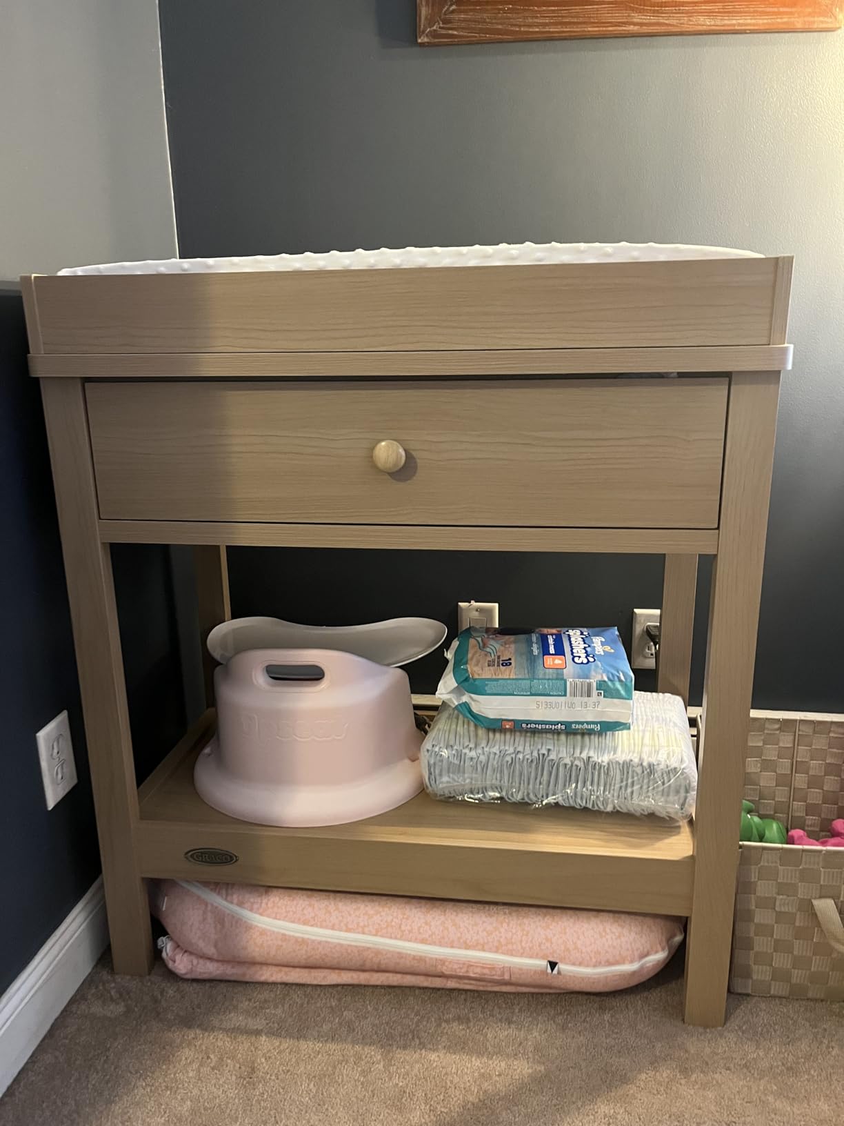 Graco Storage Baby Changing Table (Driftwood) - GREENGUARD Gold Certified, Changing Table with Drawer, Changing Table Topper, Perfect for Any Nursery Decor customer photo 2