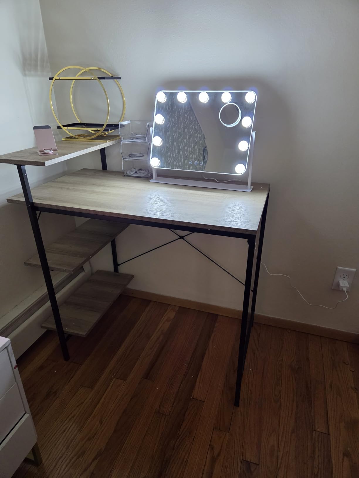 DenCert 360 Degree Vanity Mirror with Lights 11 LED Bulbs Hollywood Lighted Makeup Mirror with 5X Magnification Mirror, 3 Lighting Modes, 16x13 Inch customer photo 2