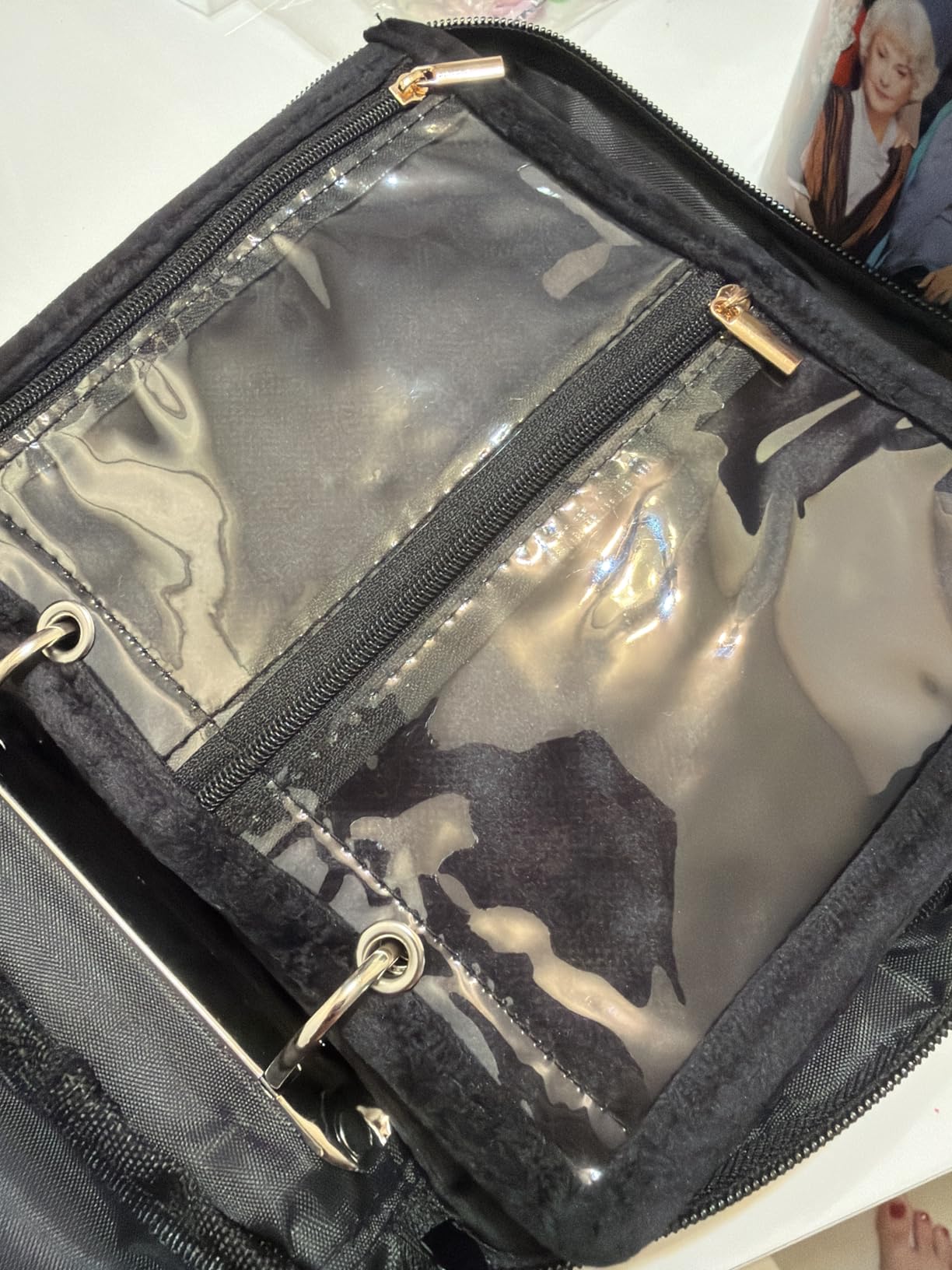 LingLingo Travel Jewelry Organizer Case, Jewelry Bags for Traveling, Jewelry Binder with 24 Pcs Clear Zipper Velvet Pouches for Storing Earrings, Rings, Necklace, Bracelet, Watch (Black) customer photo 1