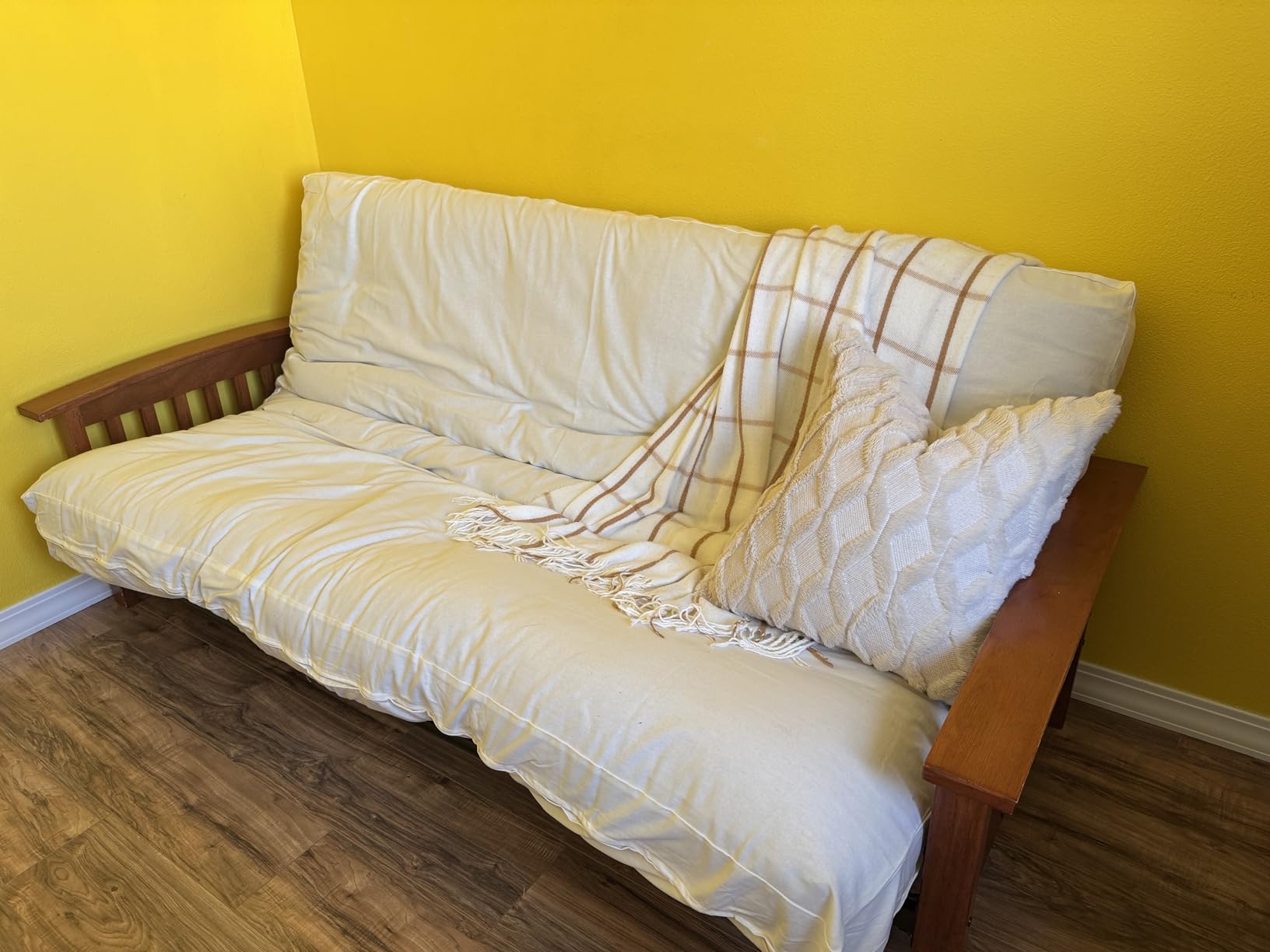 National Allergy 100% Cotton Zippered Futon Cover Full Size - Natural White - Machine Washable Futon Mattress Cover with Zipper, Durable Armless Sofa Bed Covering, 54x75 customer photo 1