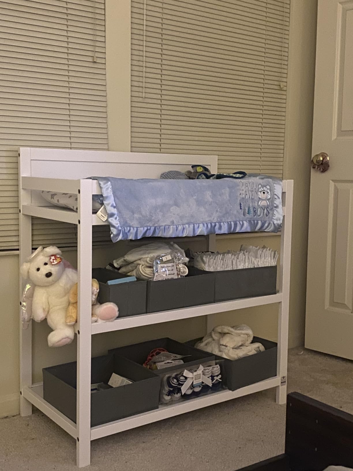 Storkcraft Alpine Changing Table (Driftwood) - Includes Water Resistant Changing Pad with Safety Strap, 2 Open Shelves for Storage customer photo 1