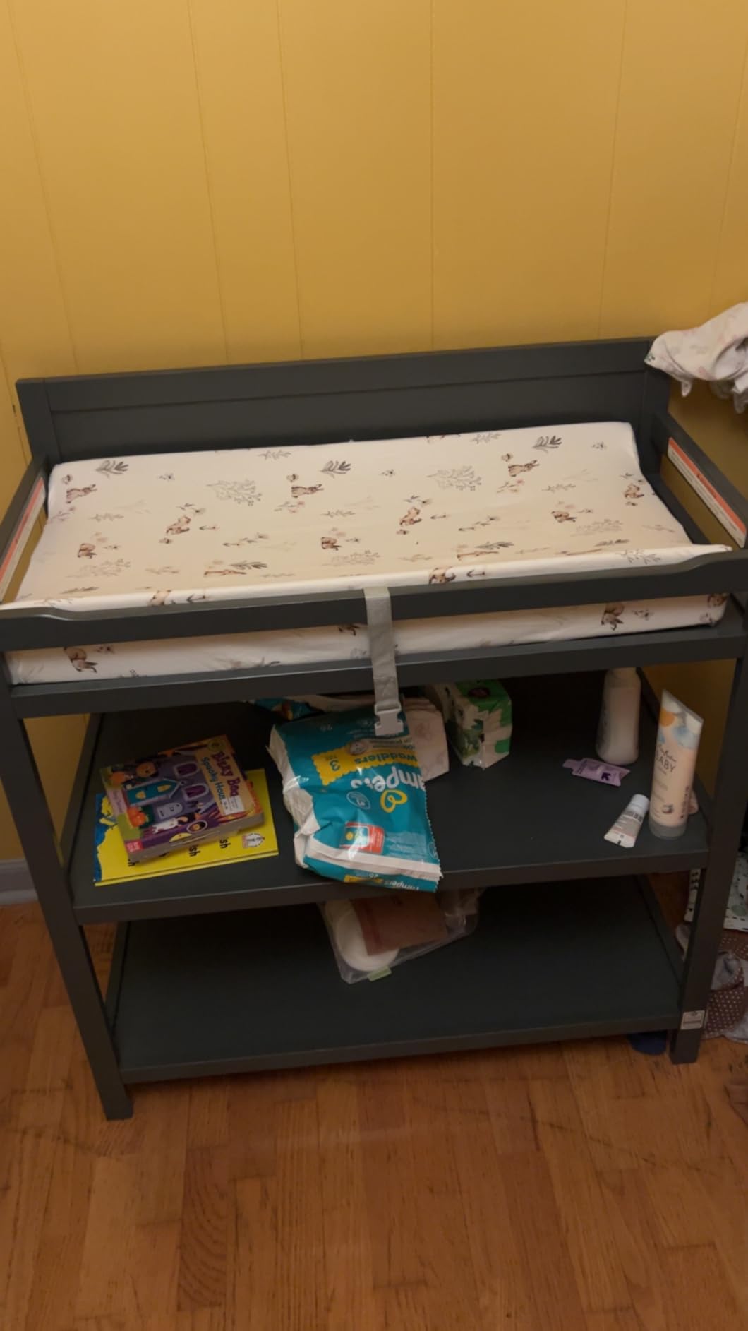 Storkcraft Alpine Changing Table (Driftwood) - Includes Water Resistant Changing Pad with Safety Strap, 2 Open Shelves for Storage customer photo 2