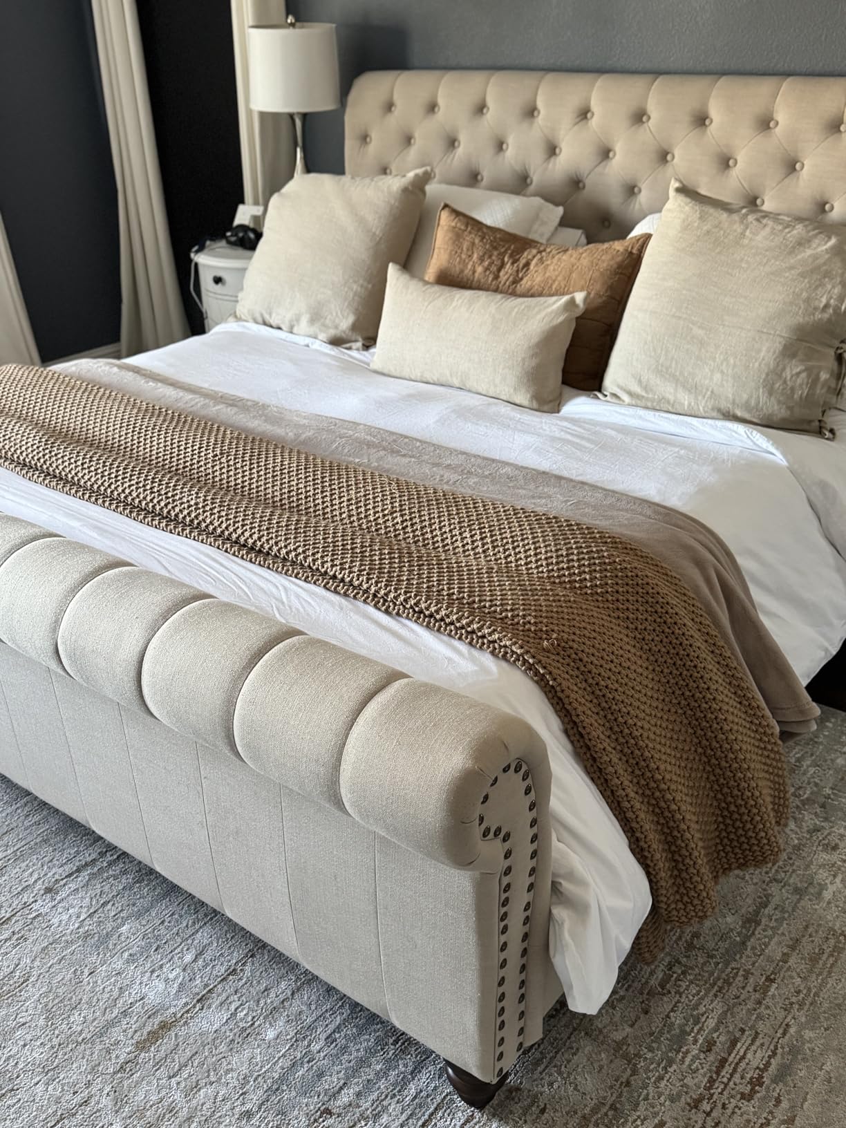 APSMILE King Size Luxury 100% Organic Cotton All Season Down Feather Fibers Comforter, Extra Fluffy Medium Warmth Duvet Insert(106x90, Ivory White) customer photo 1