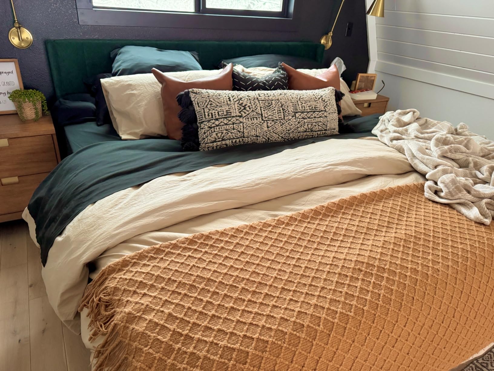 APSMILE King Size Luxury 100% Organic Cotton All Season Down Feather Fibers Comforter, Extra Fluffy Medium Warmth Duvet Insert(106x90, Ivory White) customer photo 2