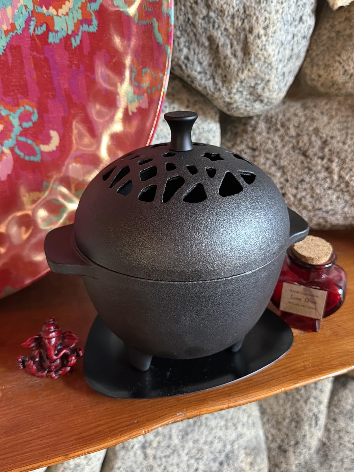 Cast Iron Incense Burner - Cast Iron Incense Holder Mini Cauldron for Sage, Palo Santo, Resin, Charcoal & Japanese Incense | Home, Rituals & Meditation Censer Bowl customer photo 1