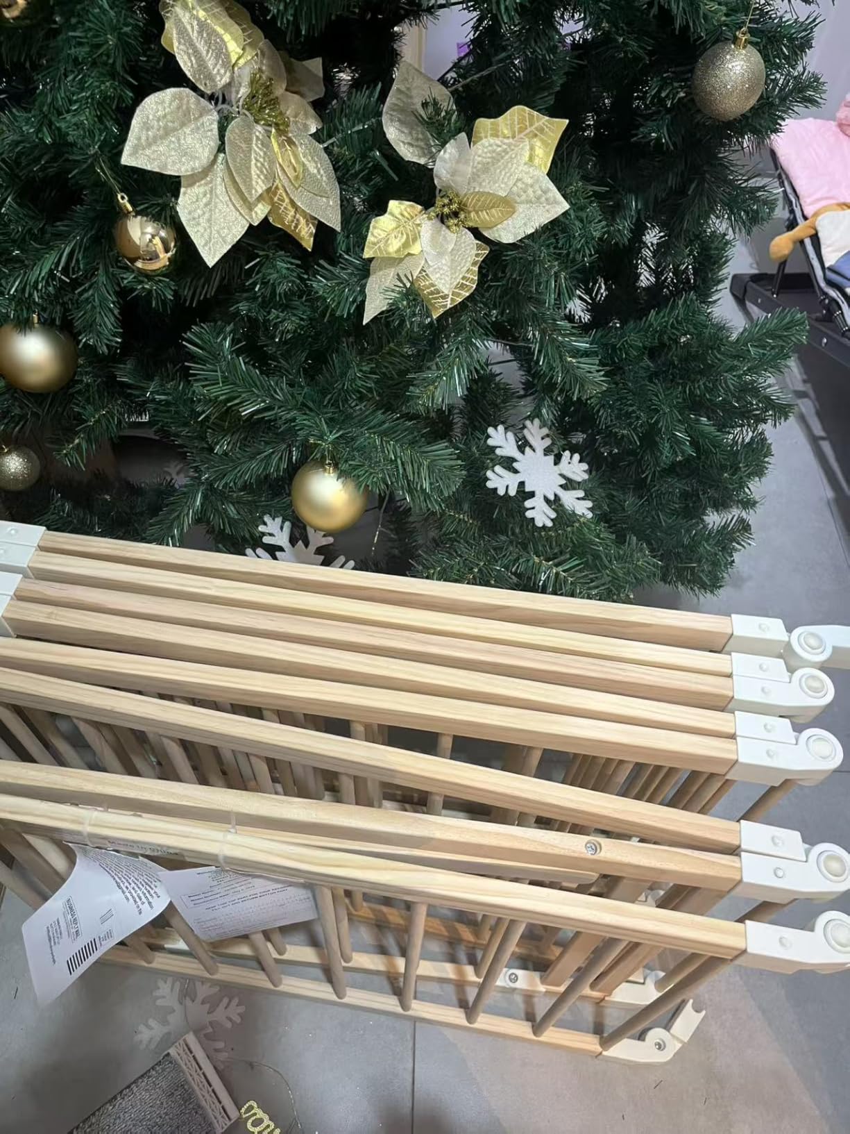 GGF Wooden Playpen & Play Yards for Babies and Toddlers, Foldable Wood Baby Play Fence with Locking Gate, Kids Activity Area Center Indoor Outdoor, 57*57inch, Light Pine customer photo 2