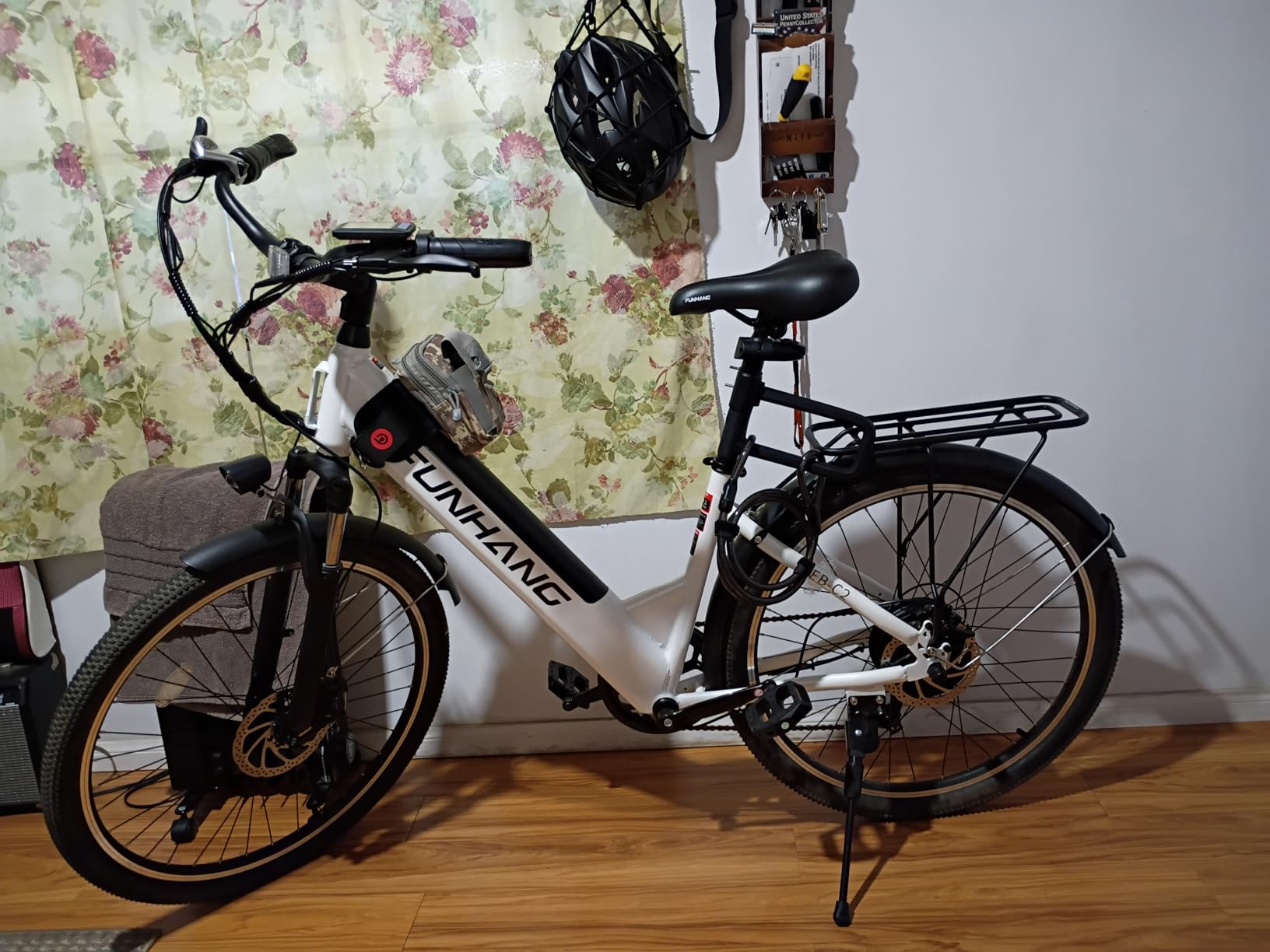 Funhang Electric Bike for Adults, 1000W Peak Ebike, 50Miles 20MPH Step Thru Electric Bicycle, 26