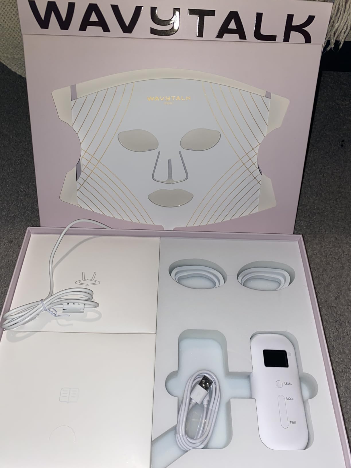wavytalk Red Light Therapy Mask for Face, Glow Time LED Face Mask Light Therapy for Anti-Fine Line, Acne Treatment and Skin Rejuvenation with Red, Near-Infrared Light, Blue & Amber Light Therapy customer photo 1