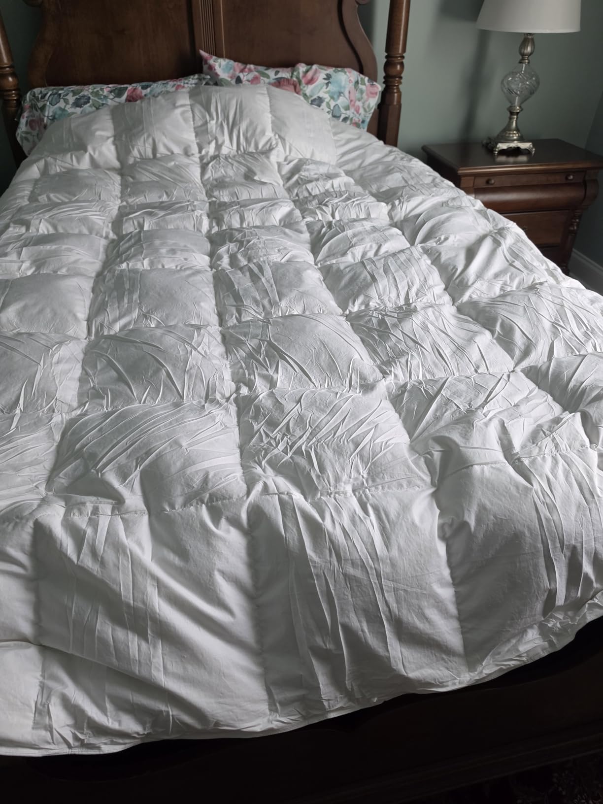 L LOVSOUL Goose Feather Down Fiber Comforter Queen Size, 100% Organic Cotton Fabric Duvet Insert, 1200TC, 750+ Fill Power, Hotel Collection, All Season Grey Bedding Comforters with 8 Tabs customer photo 2