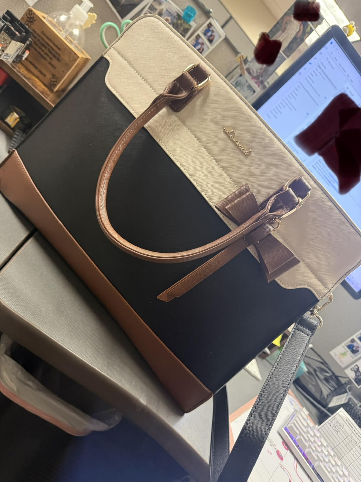 LOVEVOOK Laptop Tote Bag for Women, Leather Work Bag, Waterproof Business Teacher Bag customer photo 2