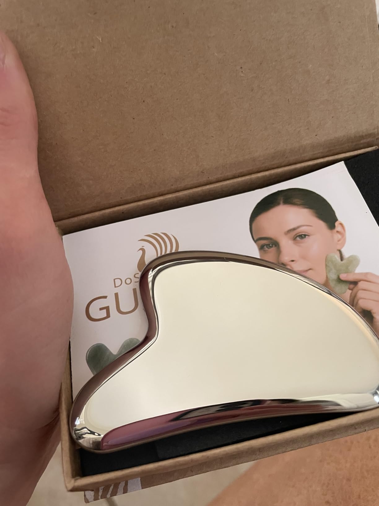 Natural Jade Gua Sha Stone Tool for Face, 100% Real Jade, Hand-Carved Heart Shape Facial Massager for Sculpting, De-Puffing, Glow, Gift-Boxed customer photo 2