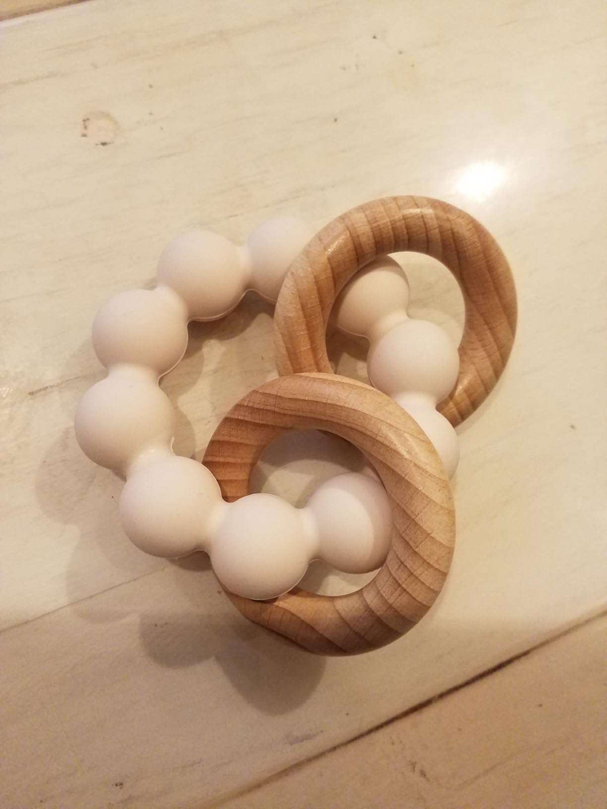 Socub Baby Teething Toys for 0-6 6-12 Months - BPA-Free Food-Grade Silicone & Natural Beech Wood Teether Ring for Newborn Infants Teething Relief - Easy-Grip Sensory Rattle Toys (Shifting Sand) customer photo 2