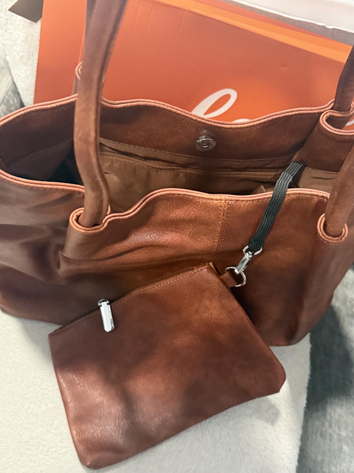 Large Tote Bag for Women Work Vegan Leather 16L Ladies Handbags Womens Big Purses Shoulder for Travel customer photo 2
