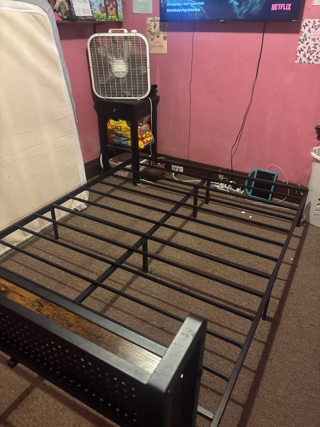Furnulem Queen Size Bed Frame with Headboard Storage, Platform Bed Frame Queen Size with 2 Drawers, Charging Station and LED Lights, No Box Spring Needed, Noise Free, Easy Assembly (1200 lbs Capacity) customer photo 2