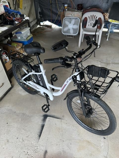 Electric Bike for Adults, Peak 700W Motor 20MPH, 374.4Ah Removable Battery 50Miles Ebike, 24'' Step Thru City Cruiser E Bike, 7-Speed, Full Suspension, Front Basket, Full Suspension, UL 2849 Standard customer photo 1