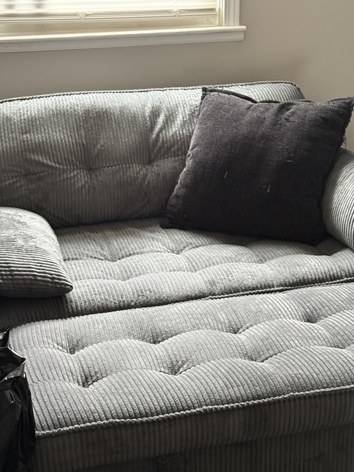 Sleeper Sofa Bed, 54'' Convertible Pull Out Couch with Small Table | USB Port | Side Pockets | Corduroy Fabric | Adjustable Backrest for Apartment, Office, Bedroom, Guest Room (Darkgray) customer photo 2