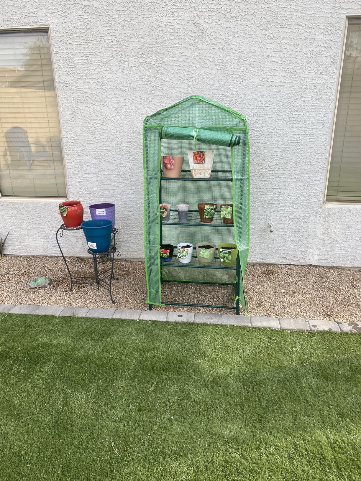 4 Tier Mini Greenhouse - Portable Indoor Outdoor Green House with 24lbs Per Shelf, Durable PE Cover & Tool-Free Assembly for Garden Balcony Patio Backyard customer photo 1