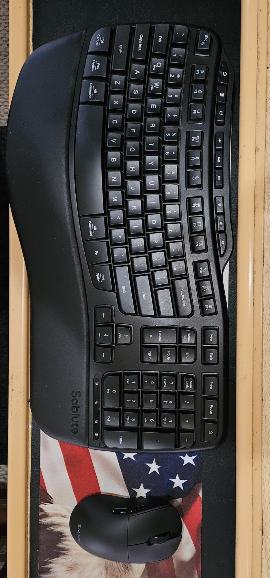 SABLUTE Ergonomic Wireless Keyboard and Mouse Combo, Rechargeable 4000mAh Backlit Keyboard with Soft Faux Lambskin Palm Rest, Wave Keys for Natural Typing customer photo 1