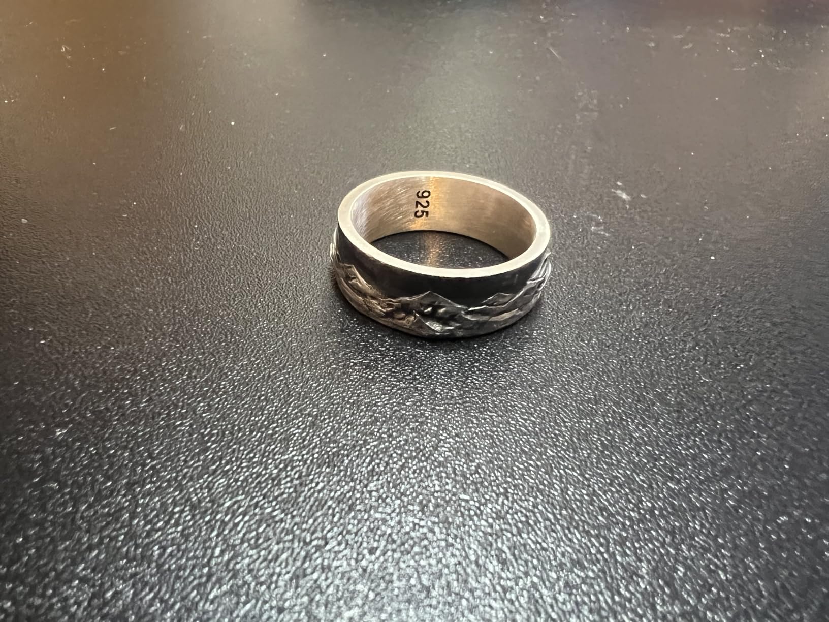 Mountain Range Band Ring for Men, 925 Sterling Silver Nature Inspired Mens Wedding Band, Handmade Oxidized Vintage Silver Ring, Rustic Outdoor Comfort Fit Gift for Him customer photo 1