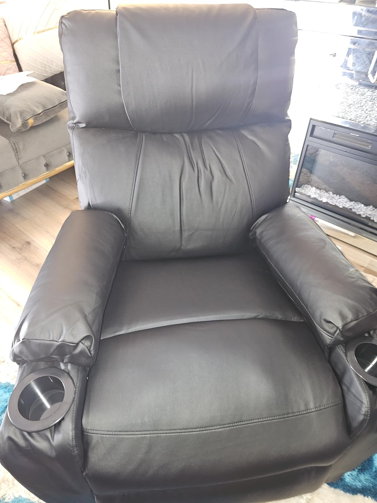 Brage Living Power Lift Recliner Chair for Elderly with Massage & Heat, 160 Degree Adjustable PU Leather Electric Recliner with Remote, Cup Holders, Side Pockets, and Stand Assist - Black customer photo 1
