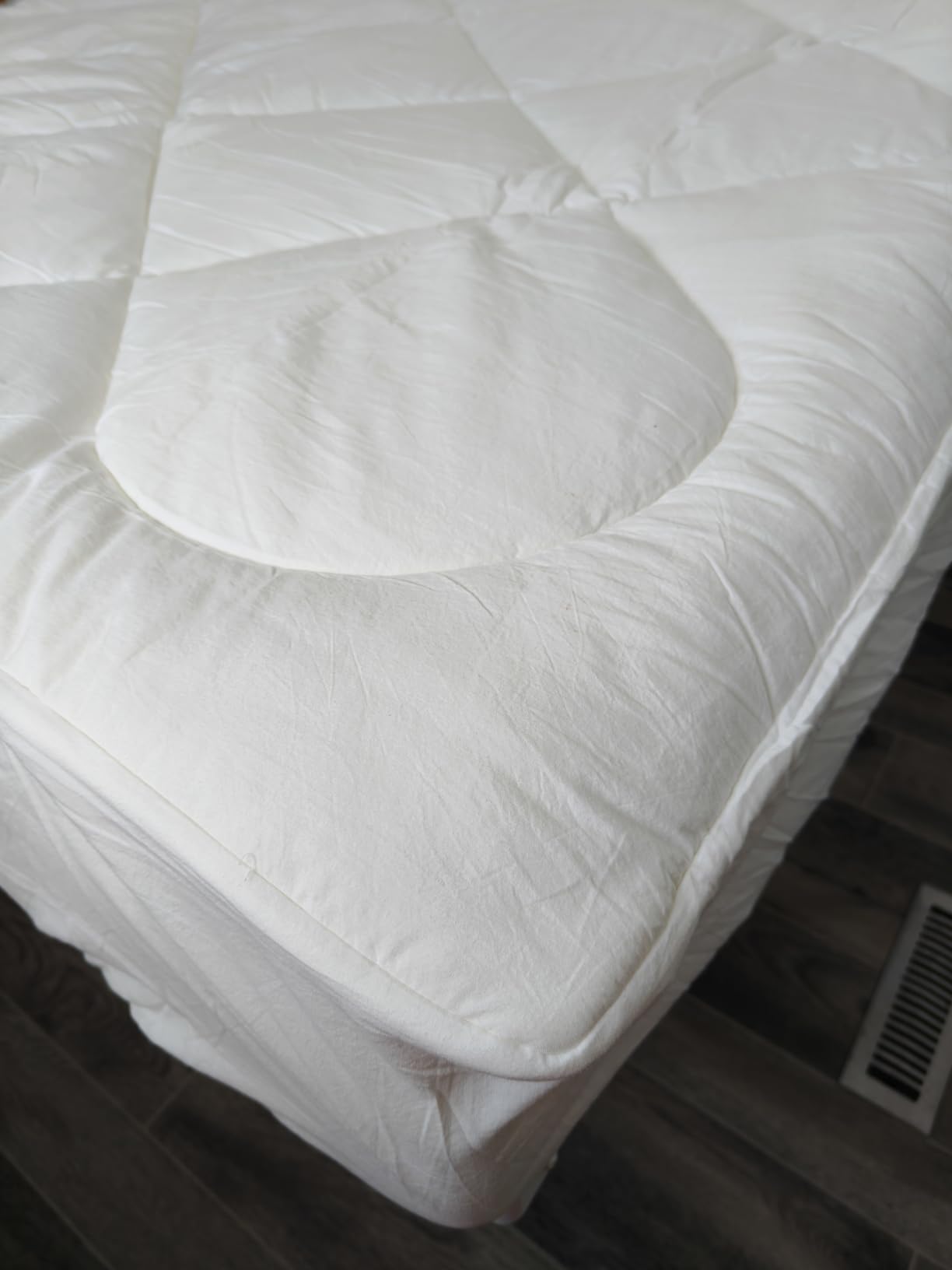 YOUR MOON Natural Wool Mattress Pad Queen - 500GSM Australian Wool Mattress Topper, Quilted Fitted Mattress Bed Cover with 16