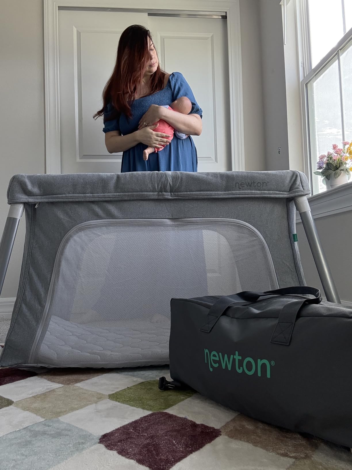 Newton Baby Compact Travel Crib & Play Yard | Breathable & Washable Mattress, Foldable Carry-On Size, Backpack Straps, Sand, Newton Bassinet Attachment NOT Included or Compatible customer photo 1