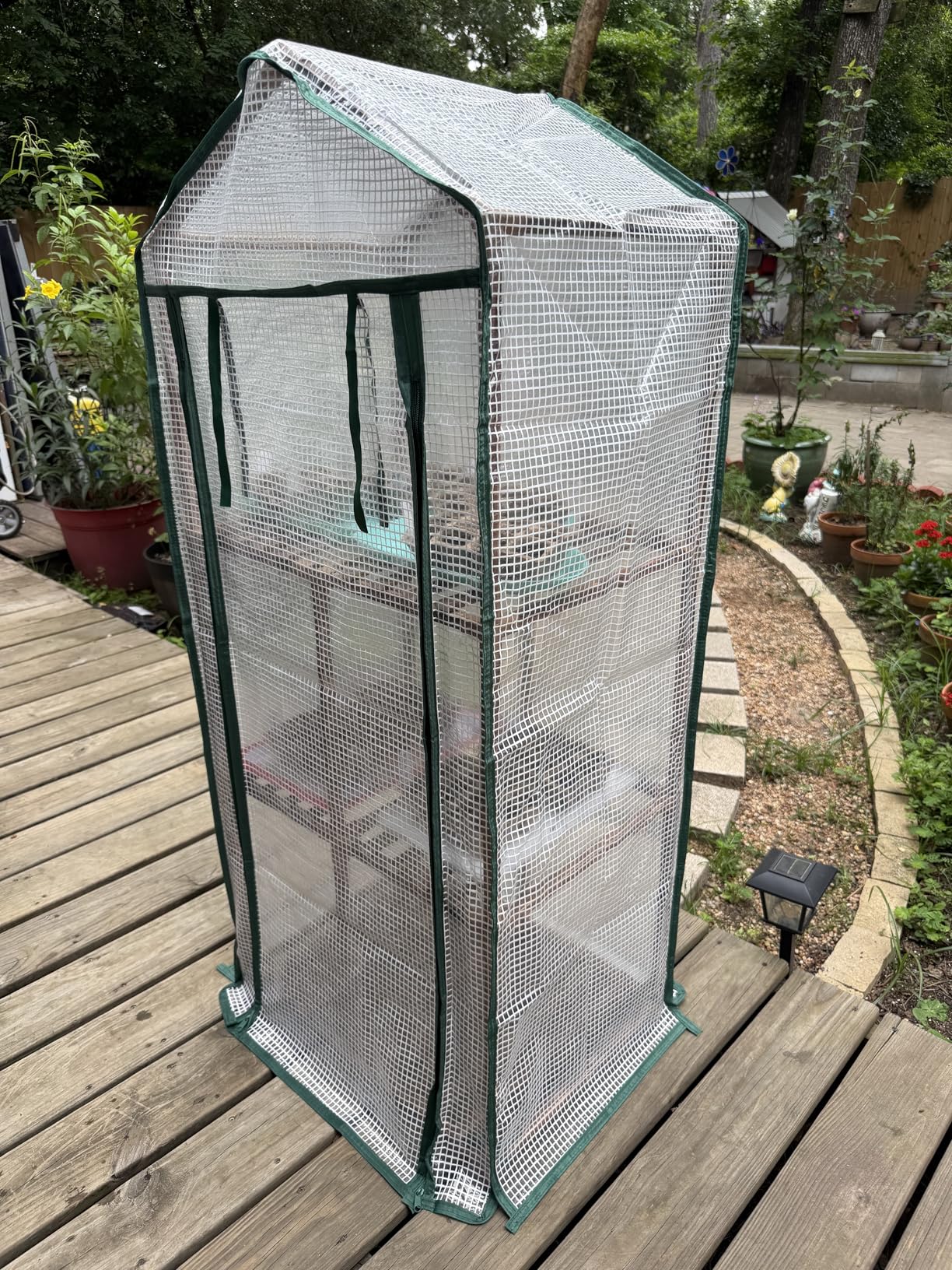 Bamworld 23 x 17 x 54-Inch Mini Greenhouses for Outdoors Portable Green House with PE Cover Sturdy Eucalyptus Wood Frame Small Greenhouse for Winter Plant Frost Protection Plant Garden Hot House customer photo 1
