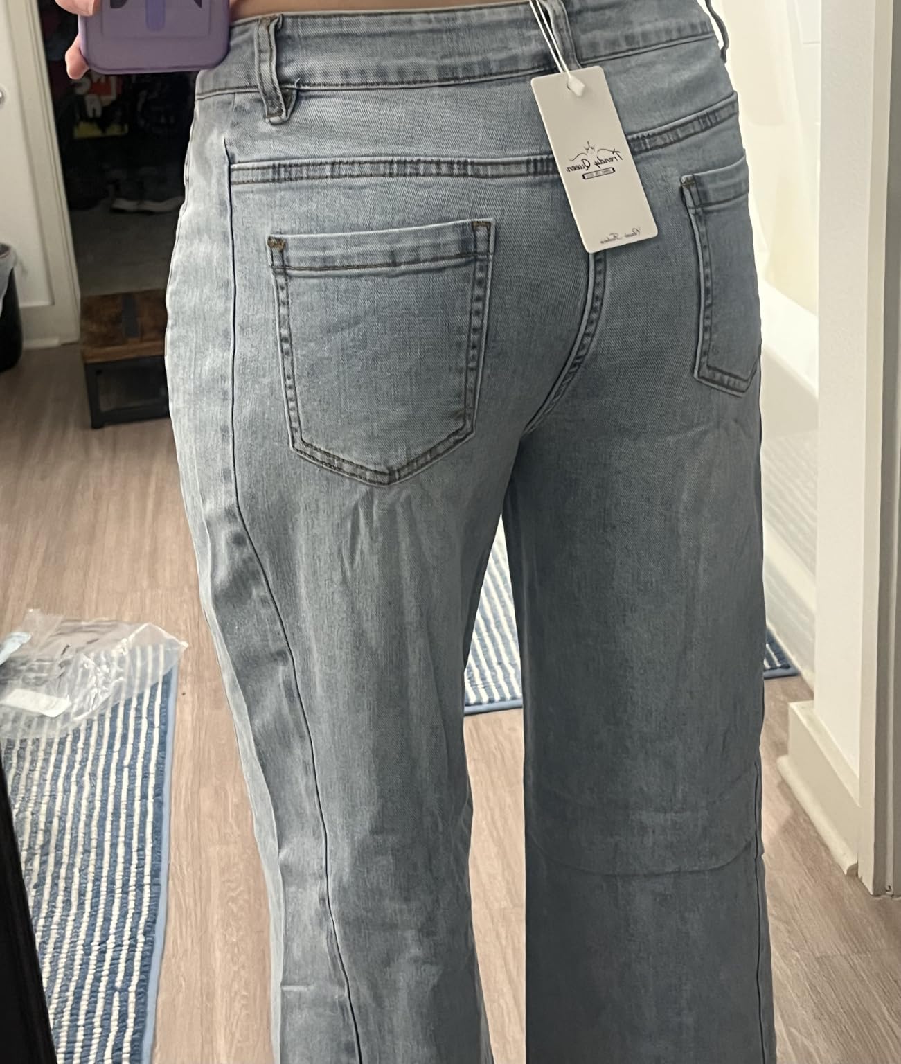 Trendy Queen Women's Wide Leg Jeans, Relaxed Loose Straight Leg with Raw Hem, Comfort Denim Pants customer photo 1