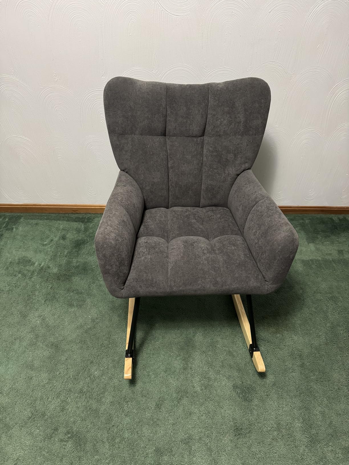 Nursery Rocking Chair, Rocking Chairs for Nursery, Baby Rocker Chair, Glider Rocker, Anti-Tip Safety Design, 440 Lb Weight Capacity, Cotton Fabric Cover, White customer photo 1