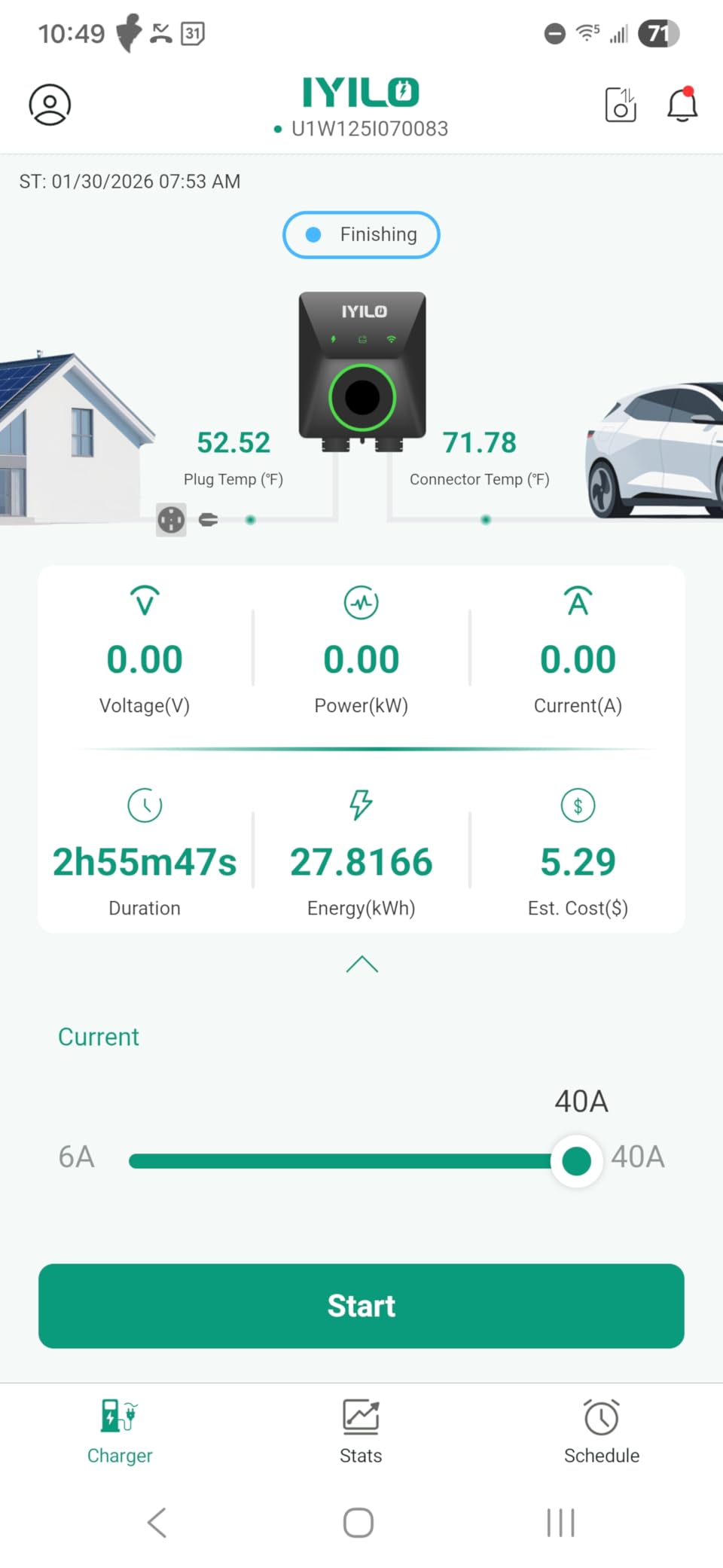 Level 2 EV Charger, 40Amp/9.6KW, J1772 Wall Electric Car Charger with Dual Temp Sensors (Exclusive), Wi-Fi (2.4 GHz RFID, Smart App-Scheduled Charging, NEMA 14-50P, 240V, ETL & Energy Star customer photo 1