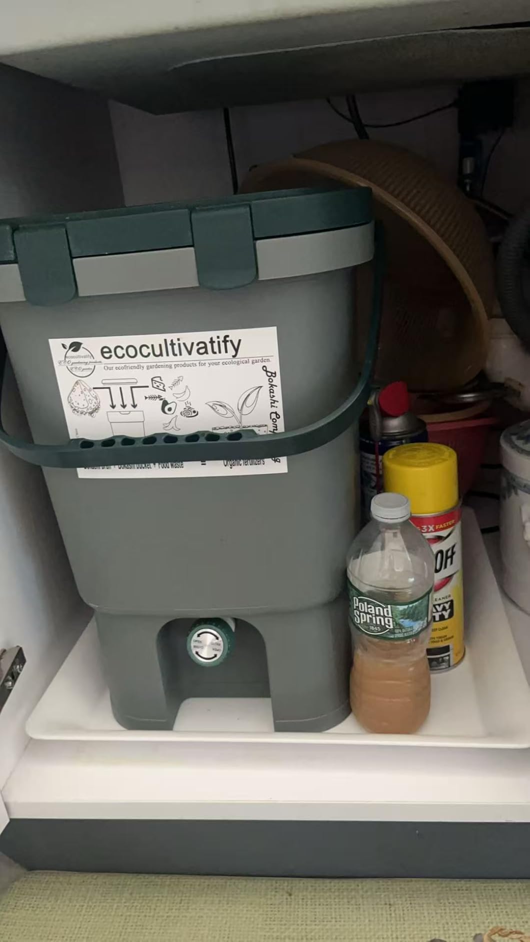 20L Bokashi Compost Bin, 5.28 Gallon Compost Bin for Kitchen Composter with Lid, Bokashi Start Kit with Bran (Tan & Dark Green) (18.8L/5 Gal Grey) customer photo 2