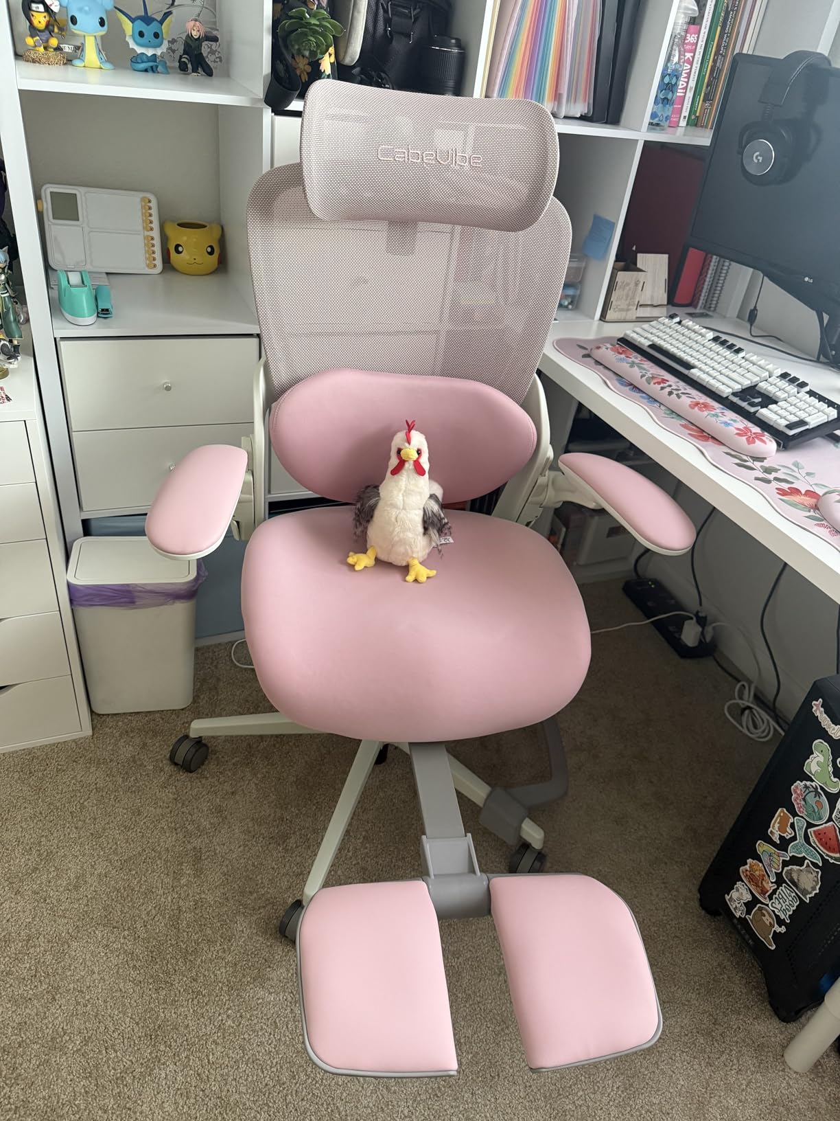 CabLady S2 Petite Ergonomic Office Chair for Women, Small Frame Desk Chair with Adjustable Lumbar, Headrest & Footrest, Space-Saving Flip-Up Armrests customer photo 2