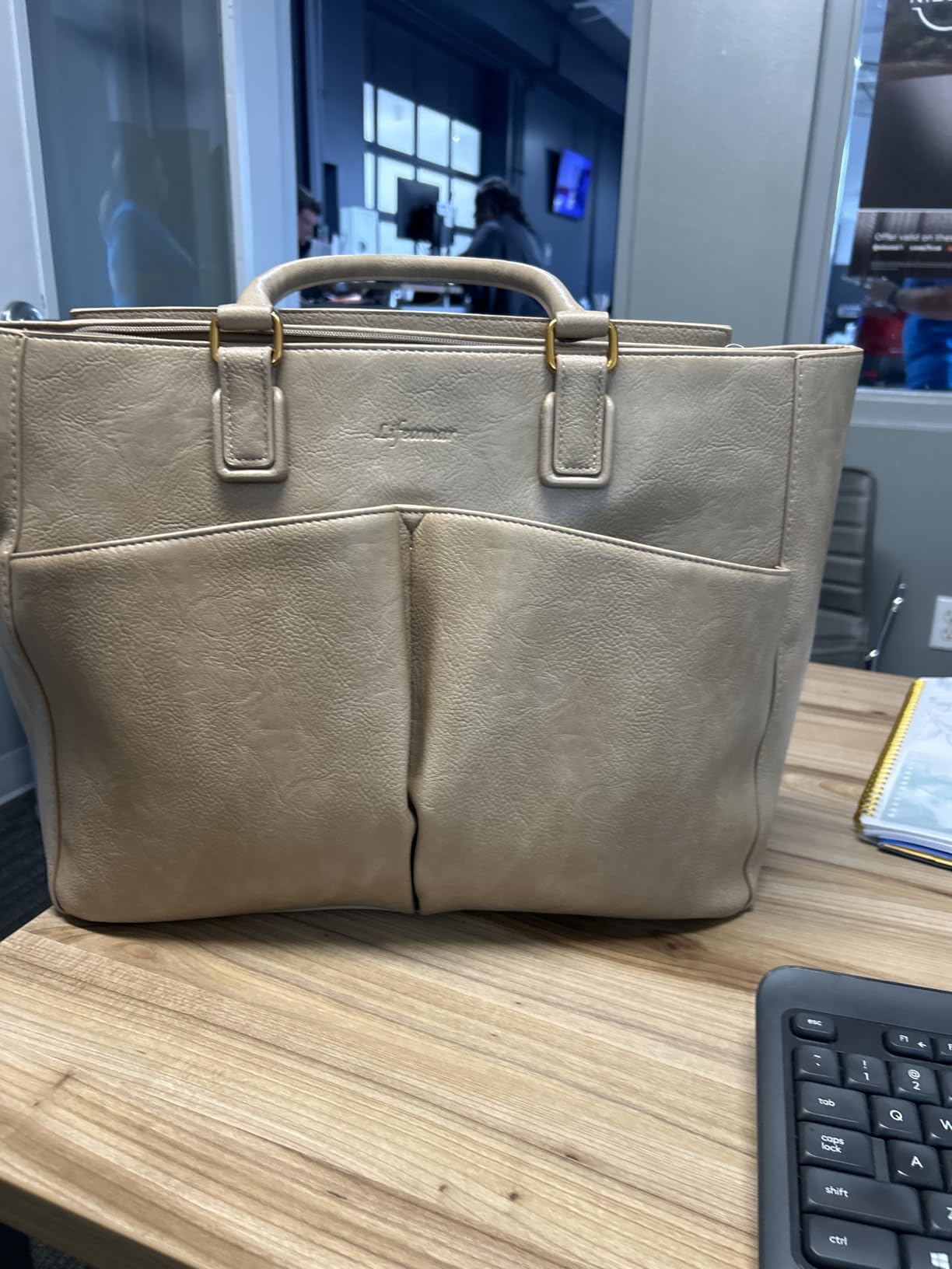 Laptop Tote Bag for Women, Leather Work Tote with Padded Laptop Compartment, Cup Holder, Office Computer Briefcase customer photo 2