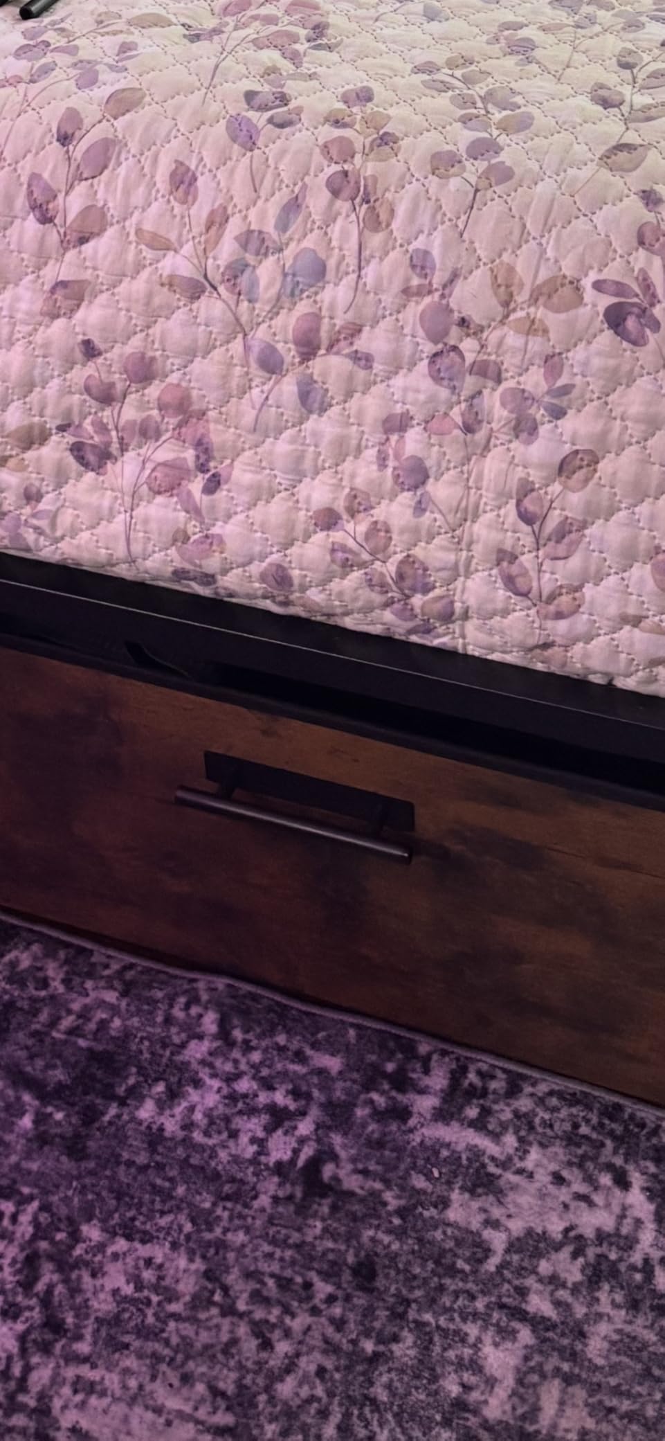 Forestell Queen Bed Frame with Wood Headboard, Black Platform Bed with 2 Storage Drawers & Shelf, Built-in Charging Station & LED Lights, Metal Support, No Box Spring Needed, Cama Queen Size customer photo 2