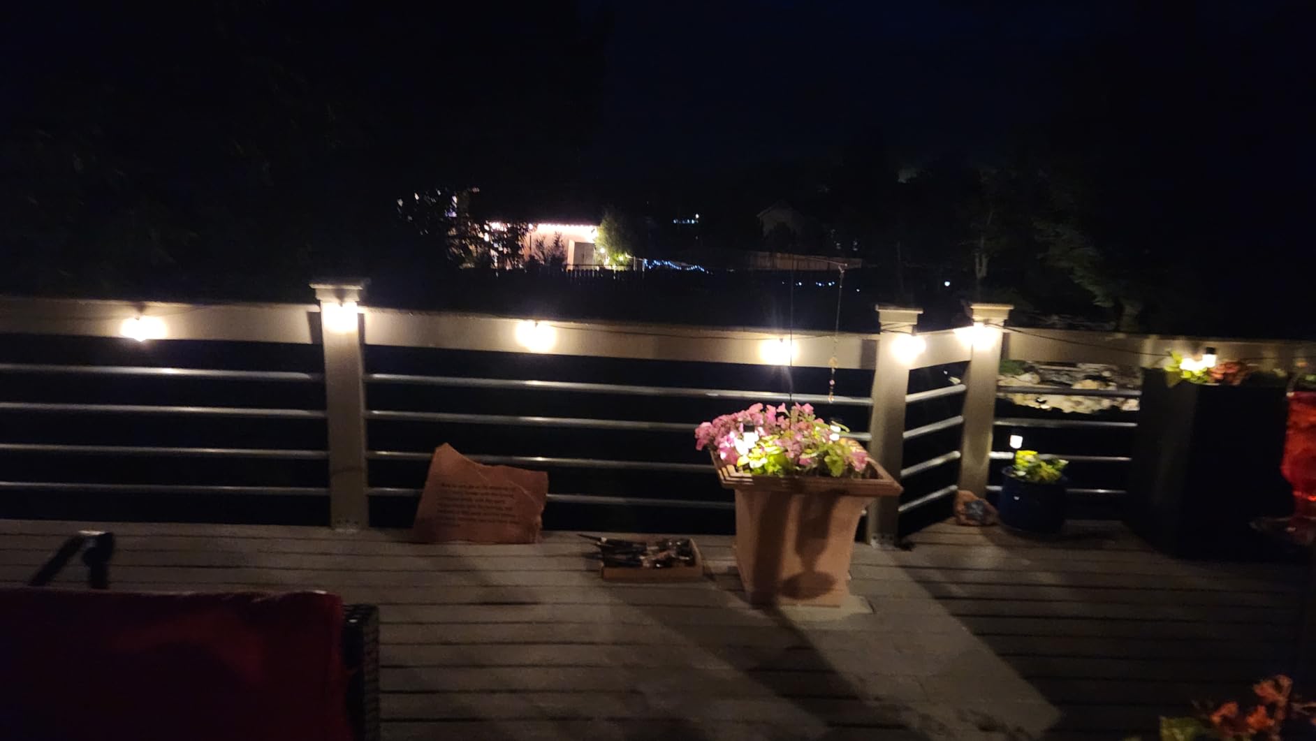 Brightown 52FT Solar String Lights Outdoor Waterproof, Patio Lights with Remote & Timer, USB/Solar Powered Dimmable Outdoor Lights, 15+1 LED Bulbs for Backyard Garden Camping Party - 26Hrs Runtime customer photo 2