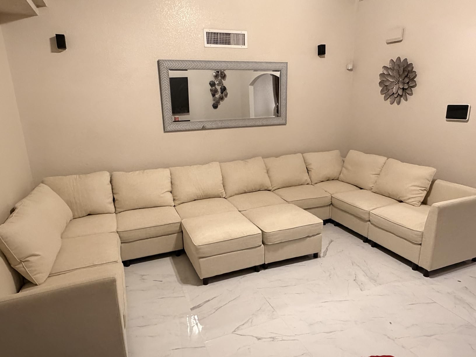 HONBAY Modular Sectional Sofa with Storage, U Shaped Couch Modular Convertible Sectional Couches for Living Room - Beige customer photo 2