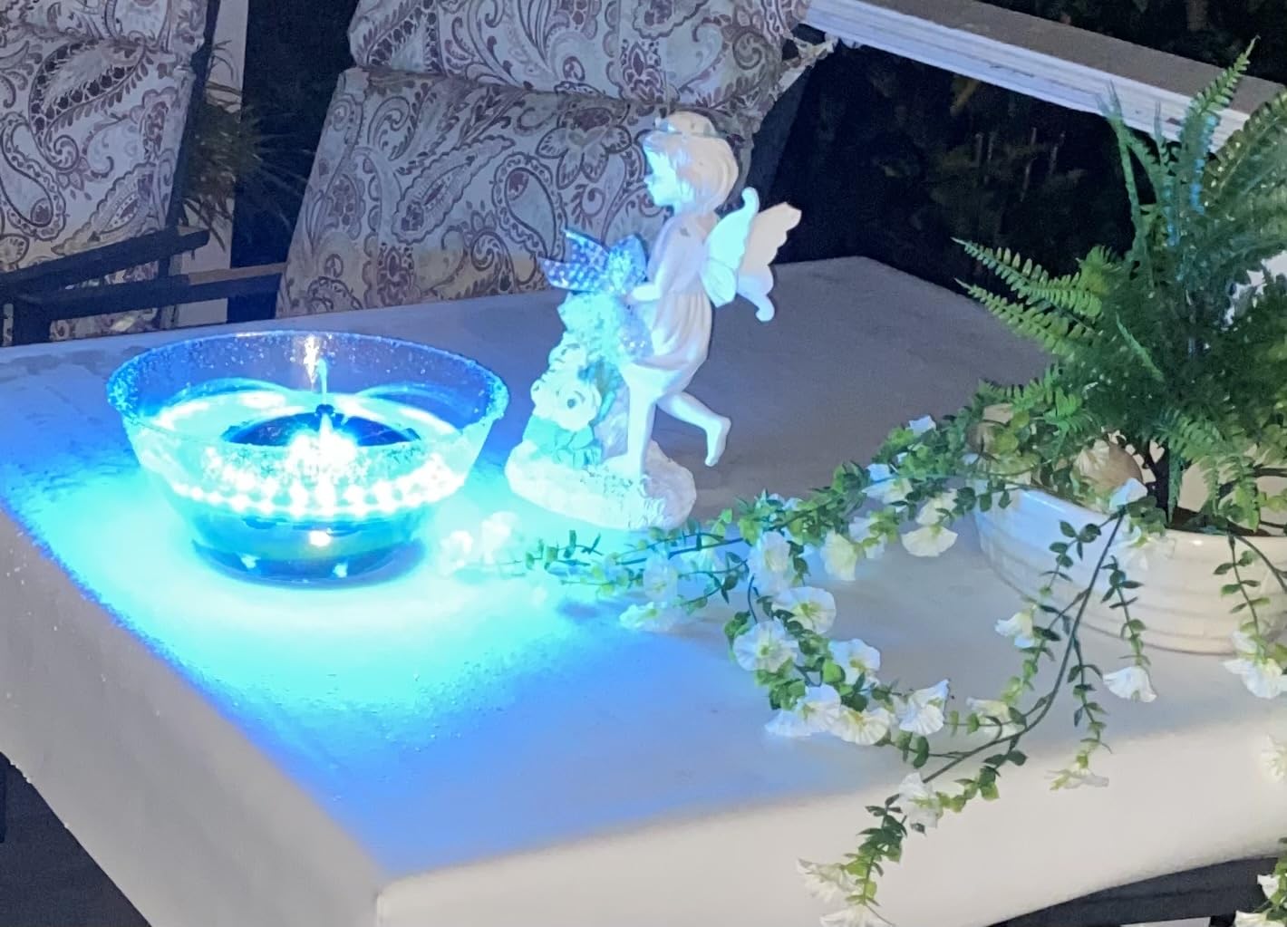 SZMP 3.5W Solar Fountain for Bird Bath with 2000mAh Battery & 3D Color Changing LED Light, Anti-Drift Fixer & 8 Nozzles, Solar Powered Water Fountain Kit for Garden, Patio, Pond customer photo 1