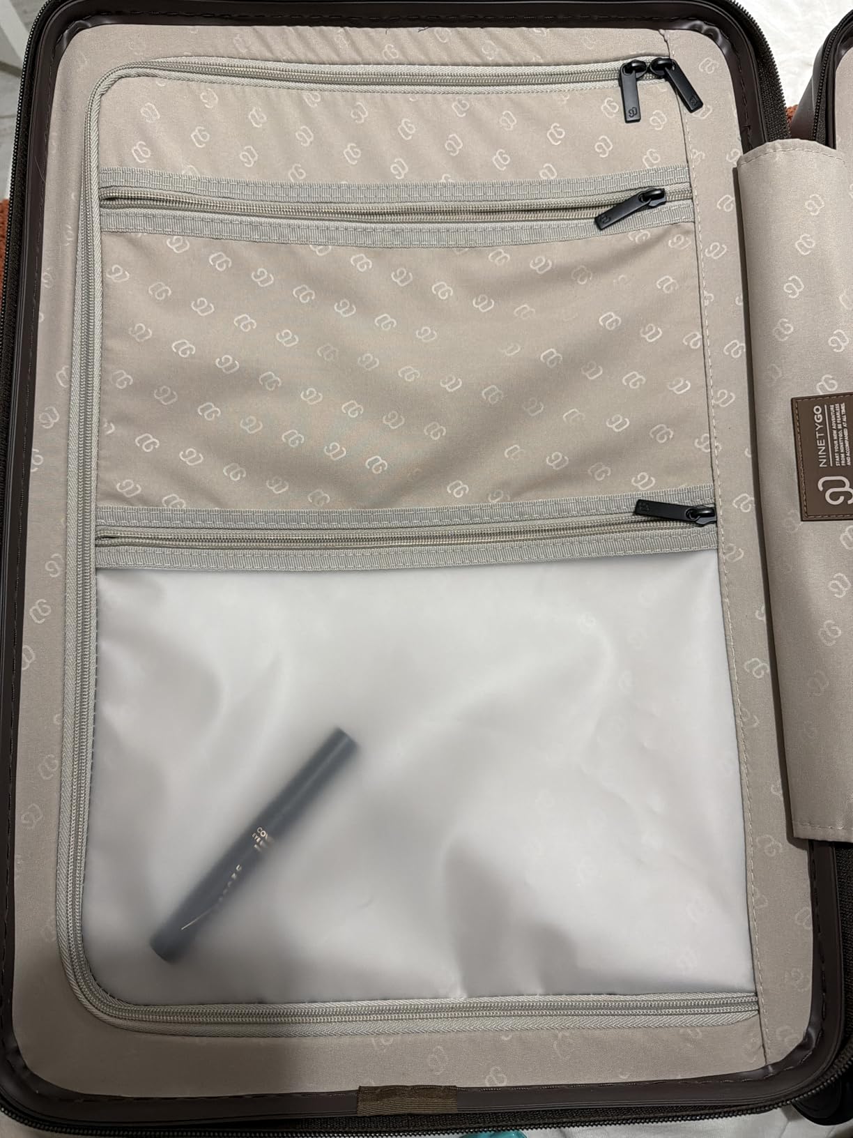 Carry On Luggage 22x14x9 Airline Approved, Top Opening 20 Inch Suitcase with Front Compartment, Expandable, Coffee-Infused PC Shell, Eco-Friendly, Cup Holder, TSA, Spinner Wheels (Latte) customer photo 1