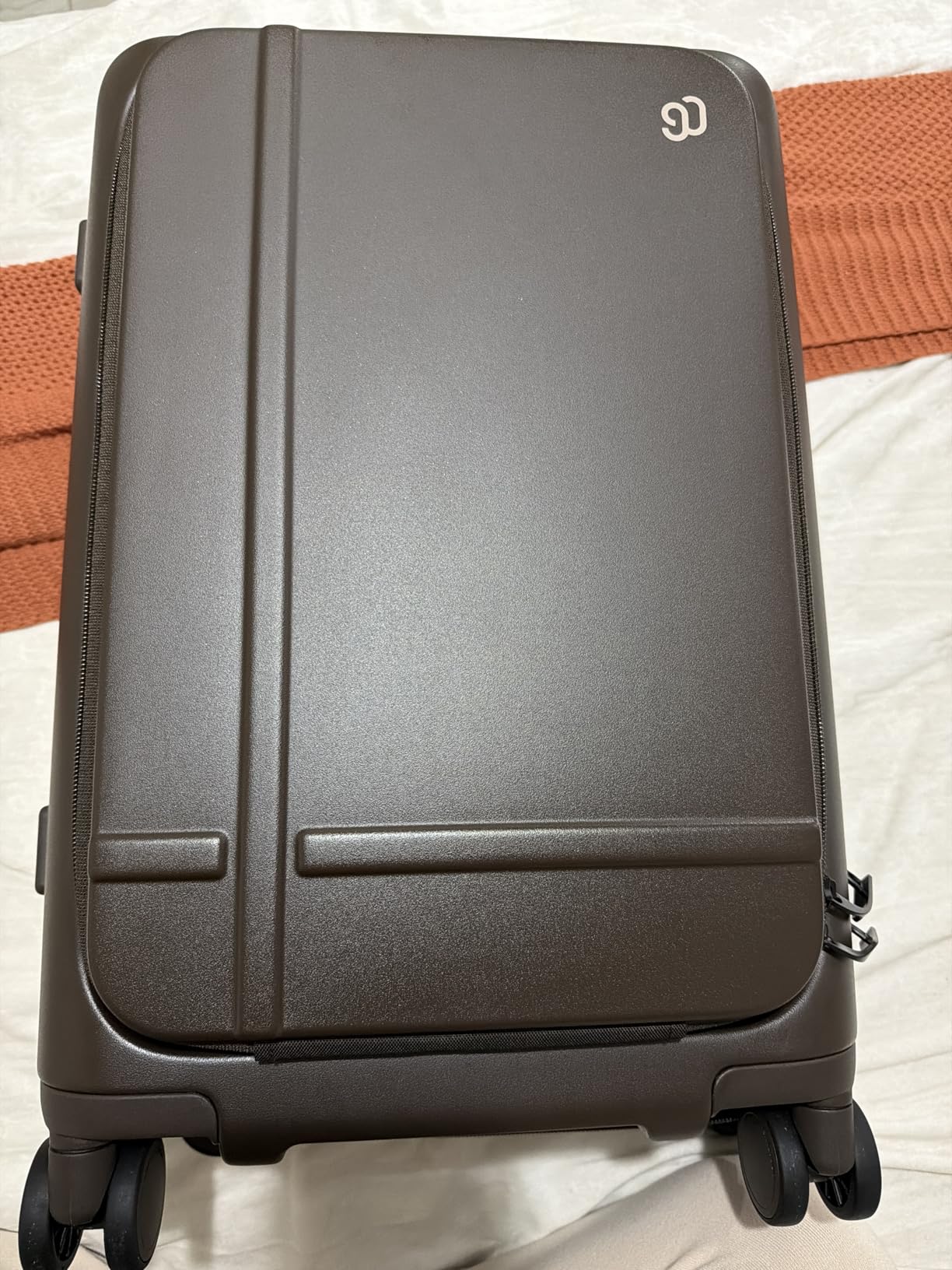 Carry On Luggage 22x14x9 Airline Approved, Top Opening 20 Inch Suitcase with Front Compartment, Expandable, Coffee-Infused PC Shell, Eco-Friendly, Cup Holder, TSA, Spinner Wheels (Latte) customer photo 2
