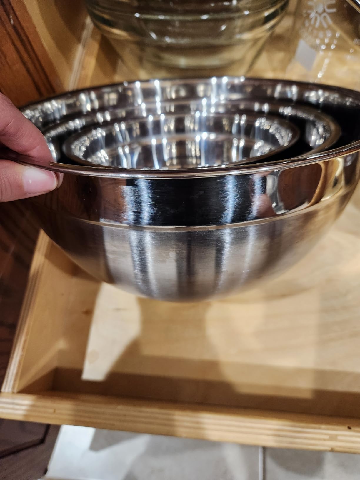 HaWare Mixing Bowls with Airtight Lids, 6-Piece Stainless Steel Salad Bowls, Strong Nesting Bowls for Cooking, Prepping, Baking, Serving & Food Storage, Stackable Design, Size 4.6, 3, 1.5QT, Black customer photo 1