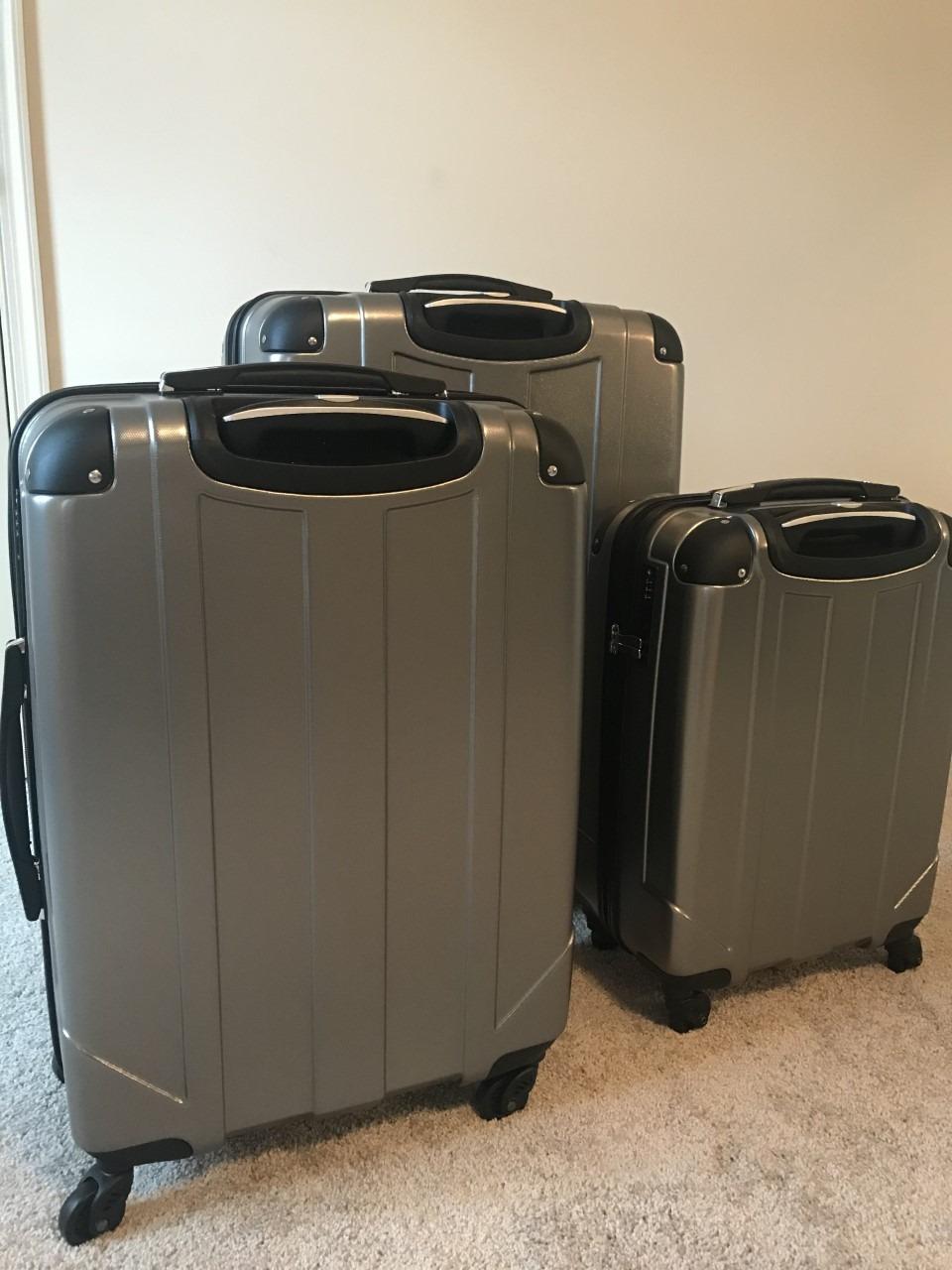 6 Piece Luggage Set, Lightweight Hardshell Travel Suitcases with Carry-On, Double Spinner Wheels and Lock, (14