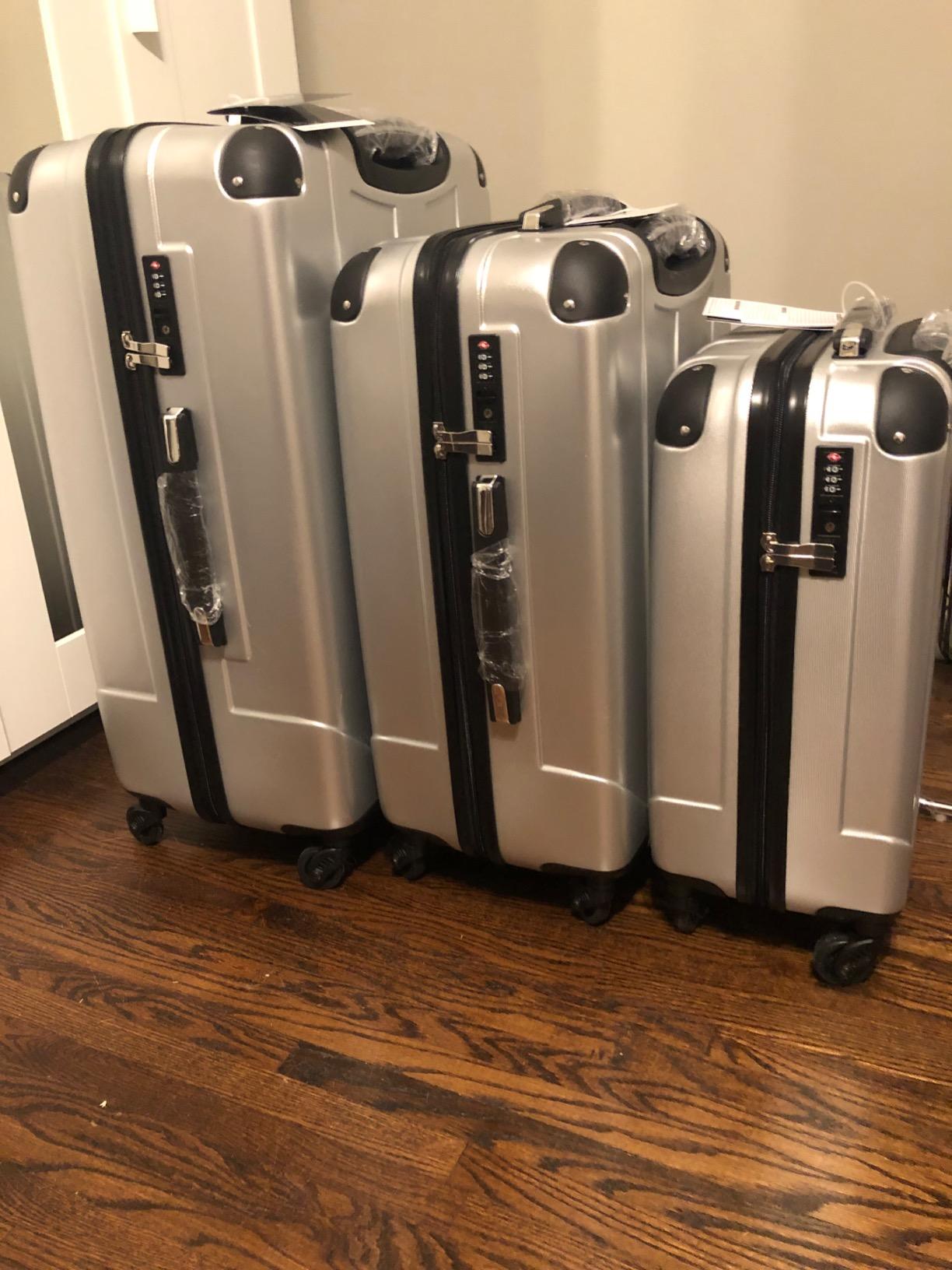 6 Piece Luggage Set, Lightweight Hardshell Travel Suitcases with Carry-On, Double Spinner Wheels and Lock, (14