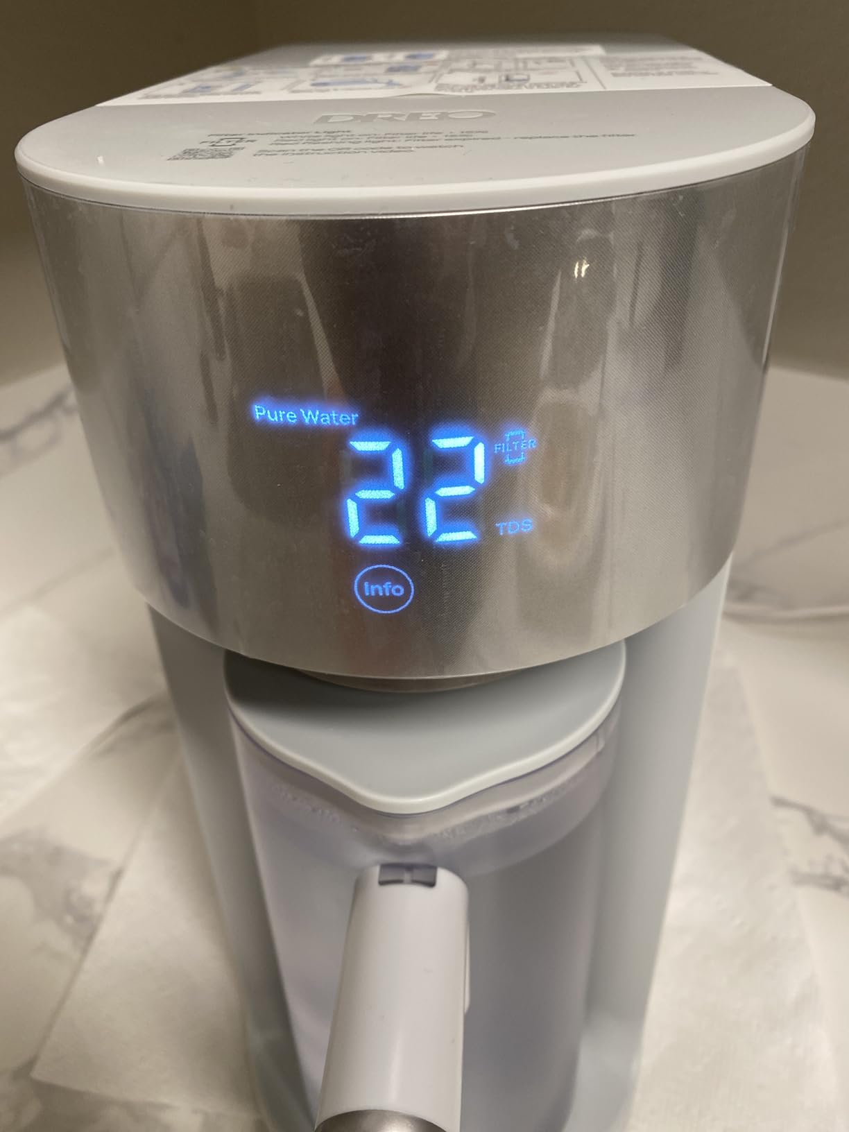 DREO Reverse Osmosis Water Filter Countertop, RO Filtration System, 3:1 Pure to Drain, TDS & Filter Life & Autofill Pitcher, Installation-Free, Self-Cleaning Water Purifier, RO Water Filter customer photo 2