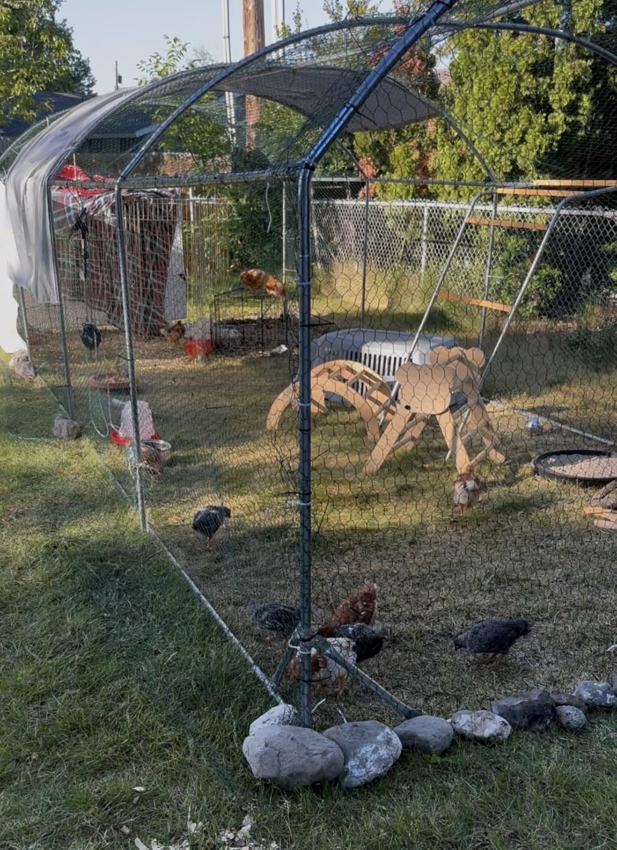 Quictent Essential Series 18x9x6.6ft Metal Chicken Coop Run with Climbing Ladder, Walk-in Outdoor Poultry Cage with PVC Coated Chicken Wire, Hen Duck Rabbit Farm House, Waterproof Anti-UV Cover customer photo 2