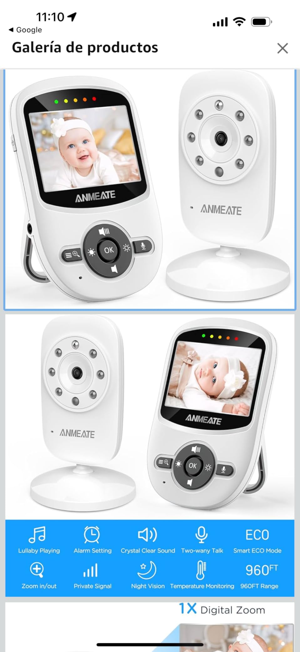 ANMEATE 6 Inch Baby Monitor with Camera and Audio - No WiFi, 48-Hour Battery, Thermal Sensor, Remote Pan/Tilt/Zoom, Two-Way Talk, Lullabies&White Noise, 1000ft Range customer photo 1