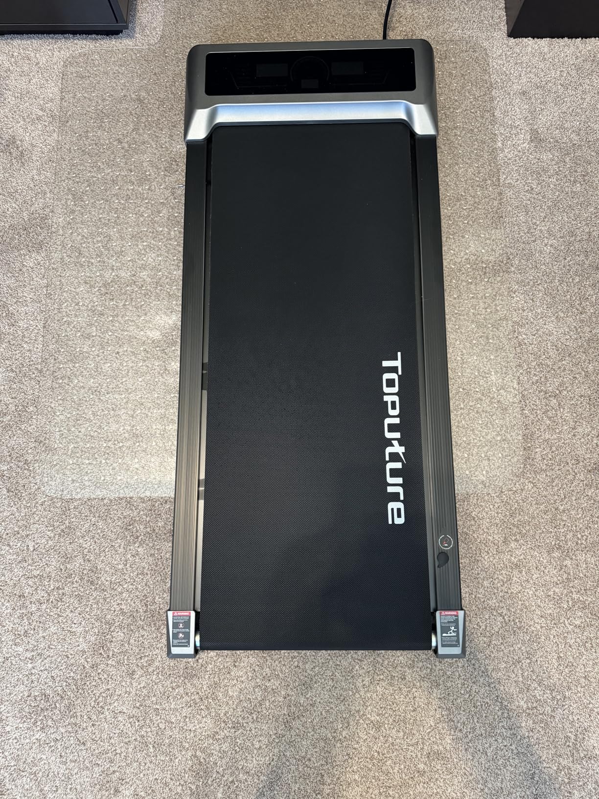 TOPUTURE Walking Pad with 10% Incline, 3.0HP Brushless Quiet Under Desk Treadmill, Portable Treadmills for Home/Office, Running Machine 300 lbs Capacity with RGB LED Screen, Remote Control/App Control customer photo 2