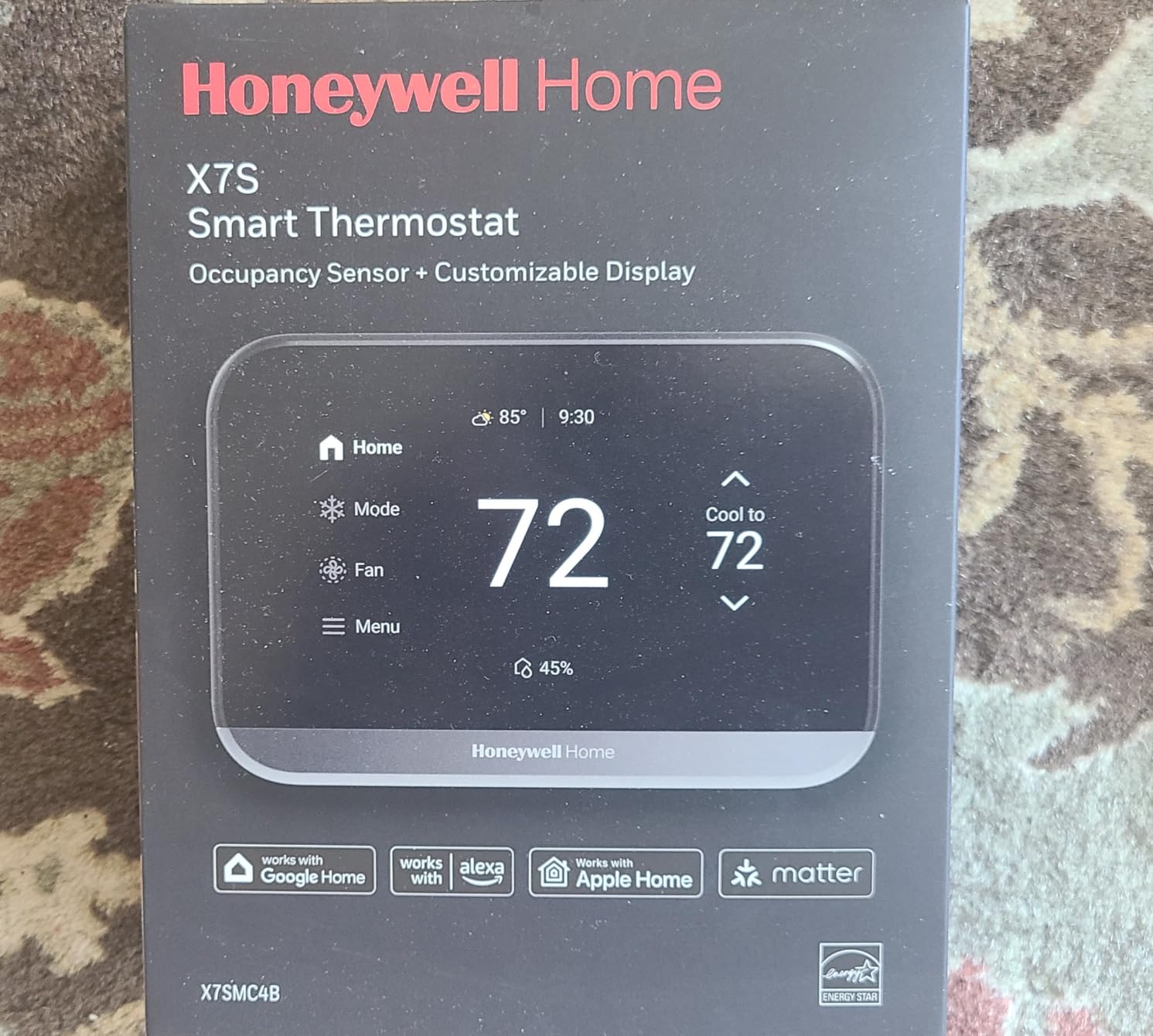 Honeywell Home X7S Smart Programmable Wi-Fi Thermostat with Humidity Monitoring & Control, 4.3