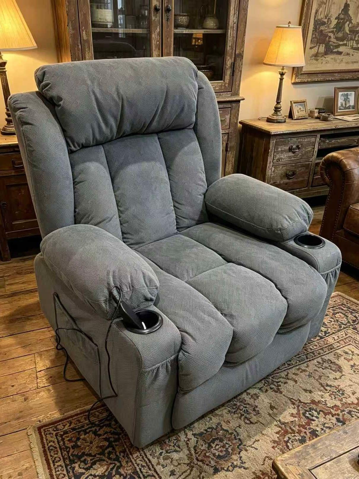 BOSMILLER Power Lift Recliner Chair with Massage and Heat for Elderly, Electric Recliner Single Sofa with Two Cup Holders, Extended Footrest, Side Pocket and USB Charge Port customer photo 1